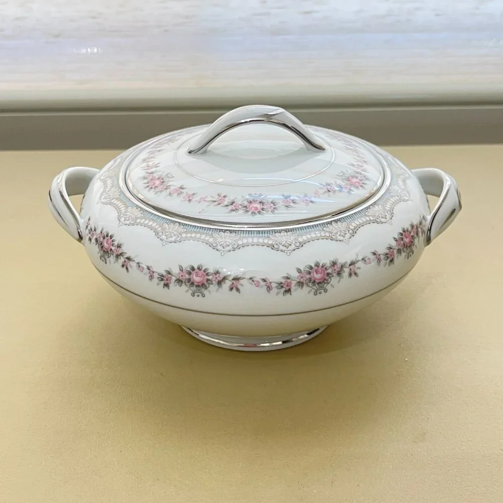 Noritake China Glenwood 5770 Sugar Bowl 2 Pc Dish Rose Floral
